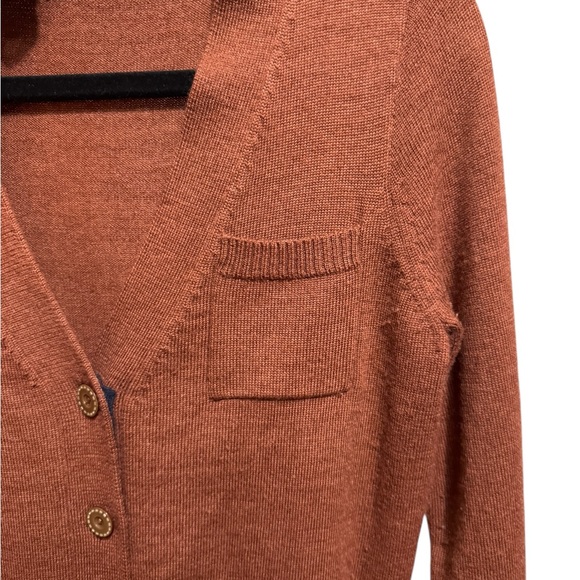 100% Merino Wool Cardigan Sweater Brown Button Front Pocket Classic Sz XS - Picture 8 of 11